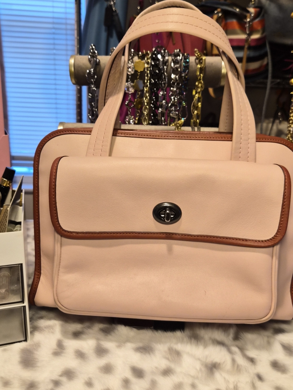 VTG Coach 2017 Bonnie Cashin Leather Safari Tote/crossbody Bagin Blush Pink